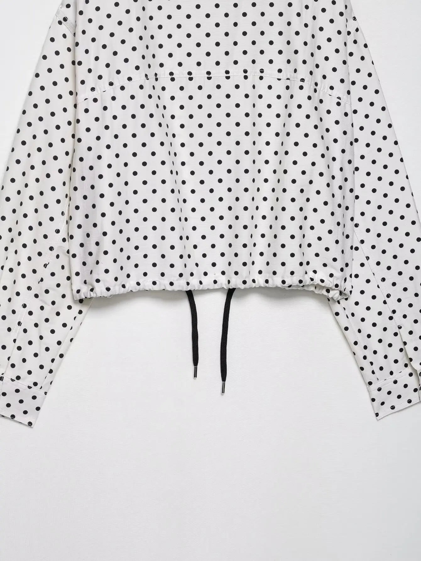 HH Fashion Women's Polka Dot Print Short Coats Autumn Long Sleeves Turtleneck Zipper With Pockets Drawstring Casual Jacket