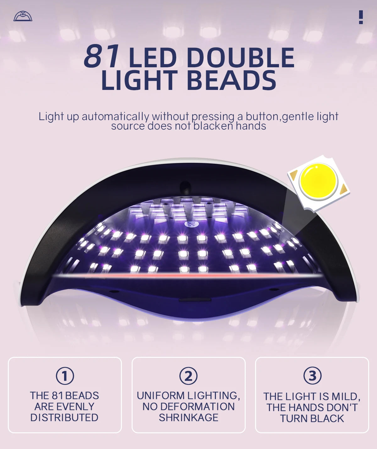 Lampe à ongles UV LED 380W 81 LED, séchoir à ongles pour vernis gel, 4 réglages de minuterie, lampe à ongles UV professionnelle, lumière à ongles à capteur automatique