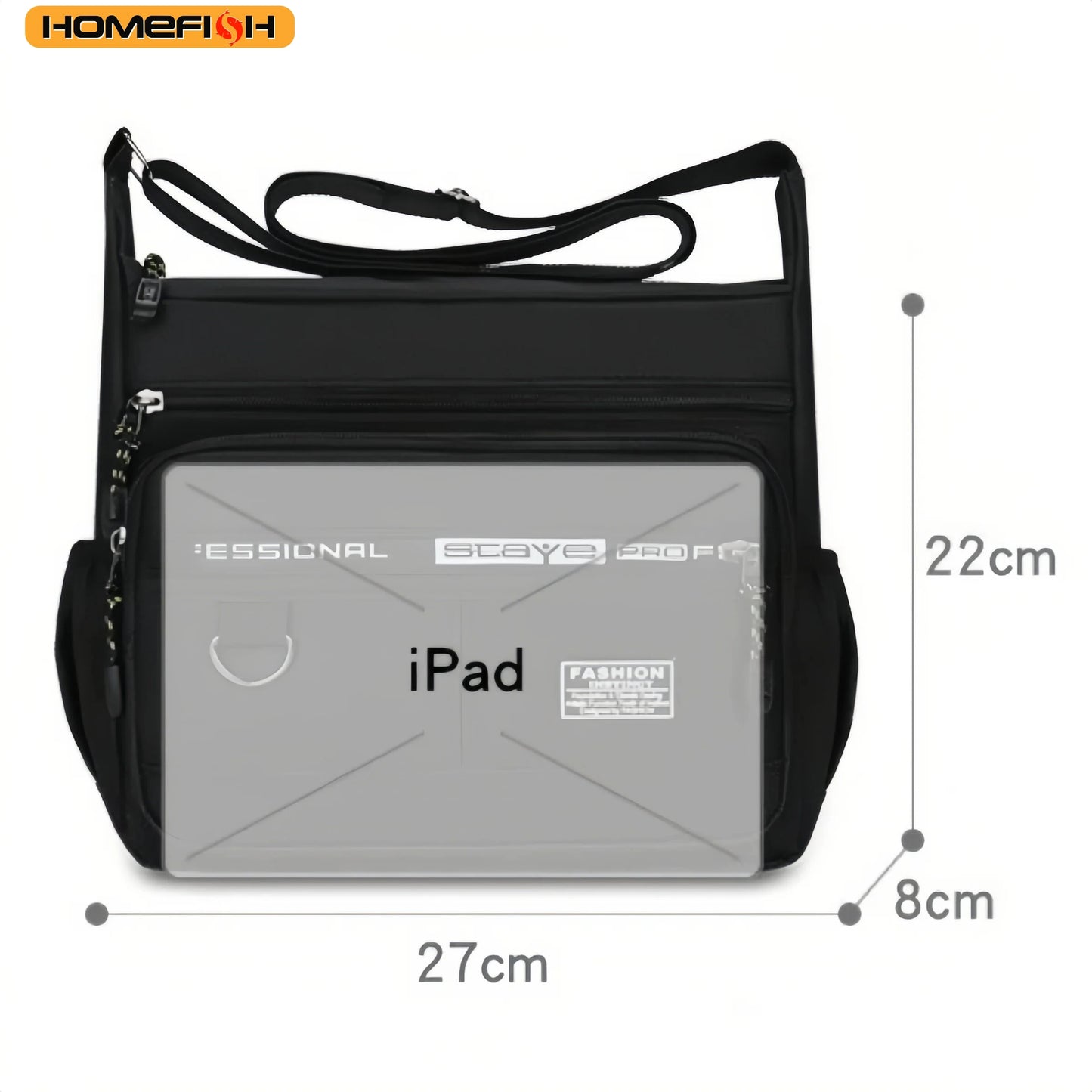 HOMEFISH Men's Cross-Body Bag with Multi-Layered Pockets, Adjustable Shoulder Strap, Business Single-Shoulder Bag