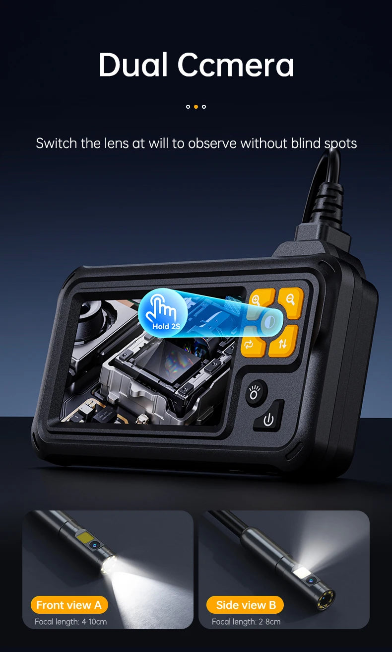 KERUI Industrial Endoscope Camera 4.3inch IPS Screen Dual Lens HD IP67 Waterproof Light Inspection Borescope For Pipe Car Repair - Shoppiline