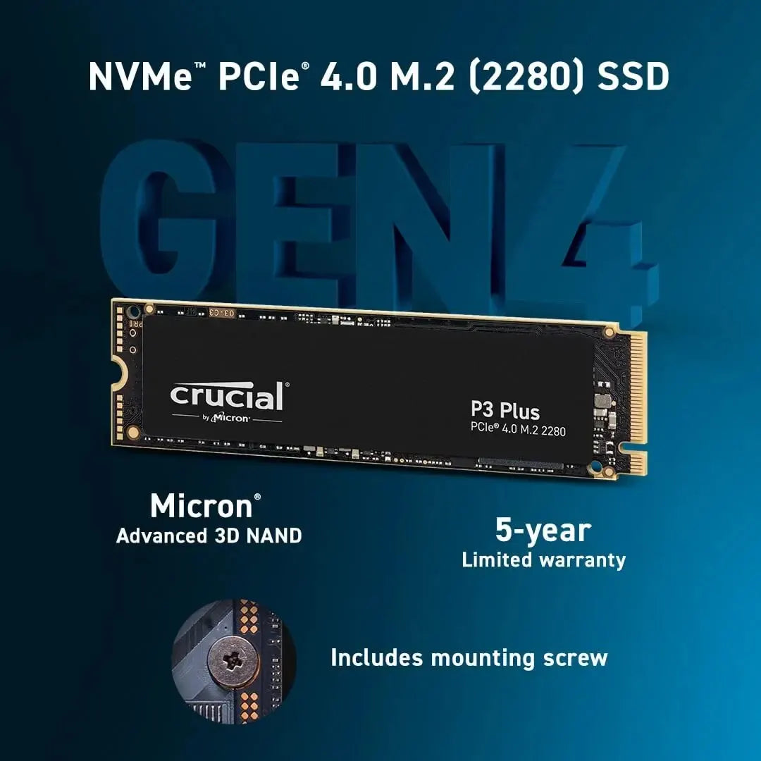 Crucial P3 Plus 2 TB 1 TB 500 GB PCIe Gen4 3D NAND NVMe M.2 SSD, bis zu 5.000 MB/s