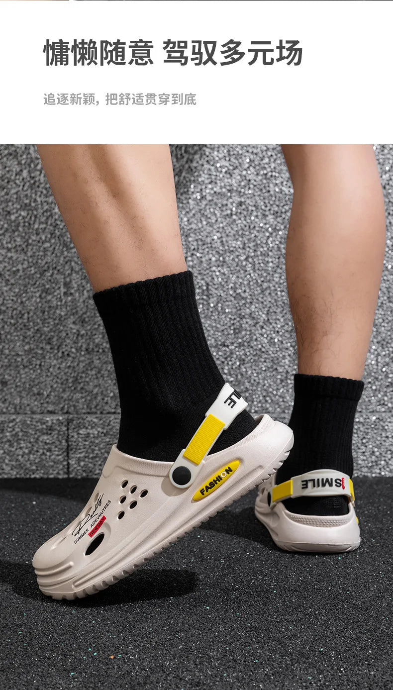 Summer Clogs Sandals Men Clogs EVA Slippers Soft Sole Breathable Beach Slippers Men Home Slippers Outdoor Antiskid Slippers