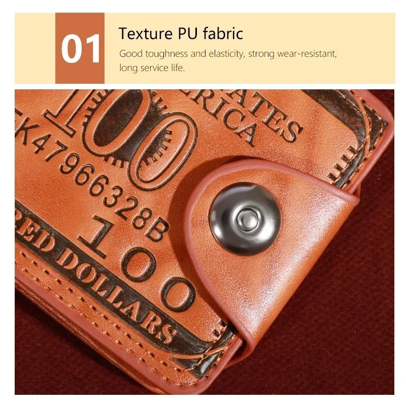 New Men's Trendy Leather Wallet with USD Print Multiple Card Holders High Capacity