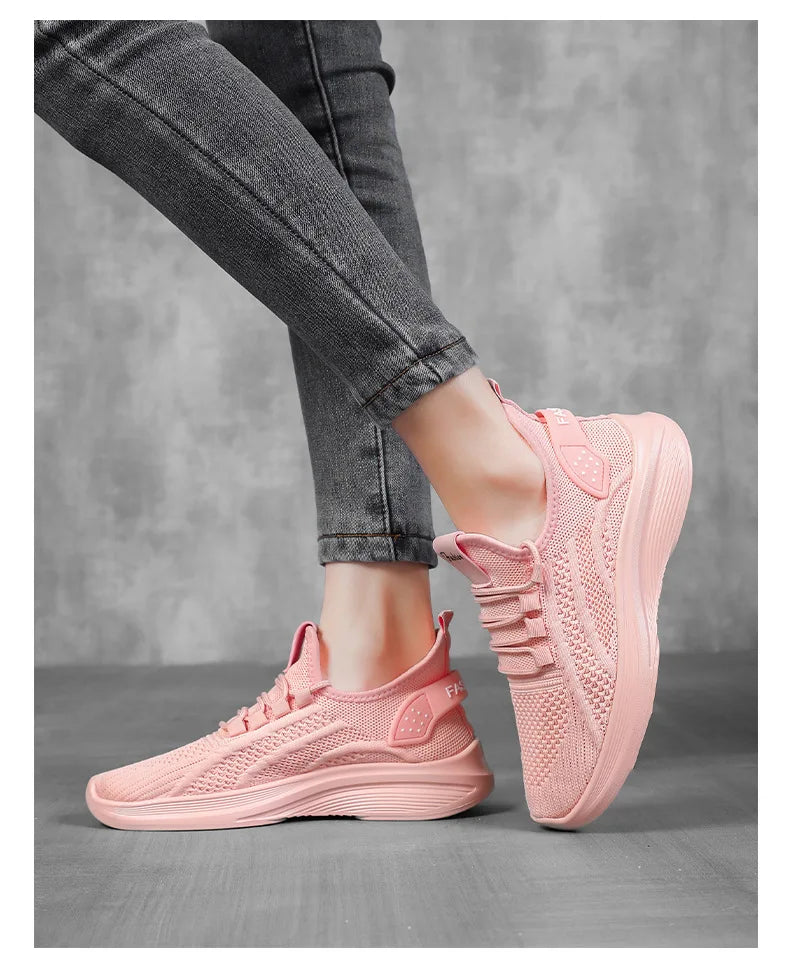 Women Casual Shoes 2025 Hot Sale Breathable Air Mesh Slip-on Female Sock Footwear Outdoor Women Sneakers Thick Bottom Platforms