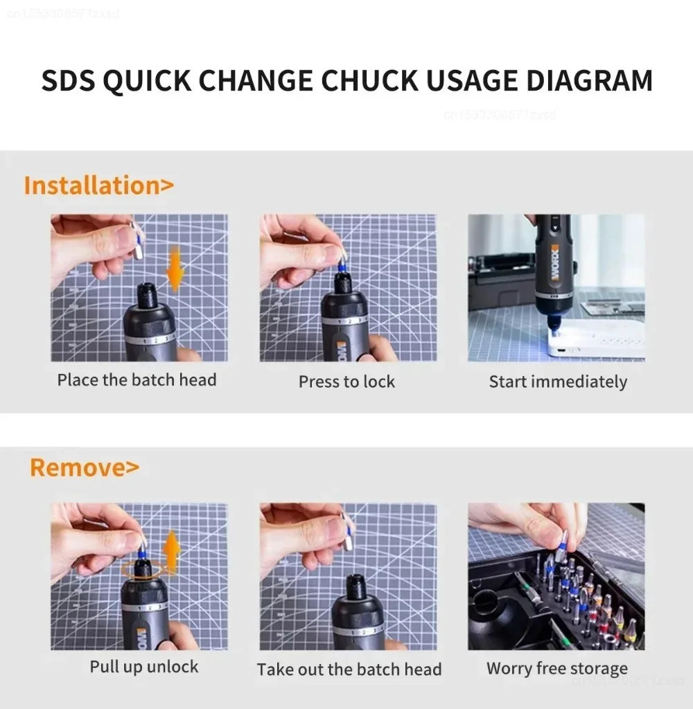 Worx 30 Bit Sets Power Tools WX242 Electrical Screwdriver Set Smart Cordless Drill Screwdrivers USB Rechargeable Set Home Repair - Shoppiline