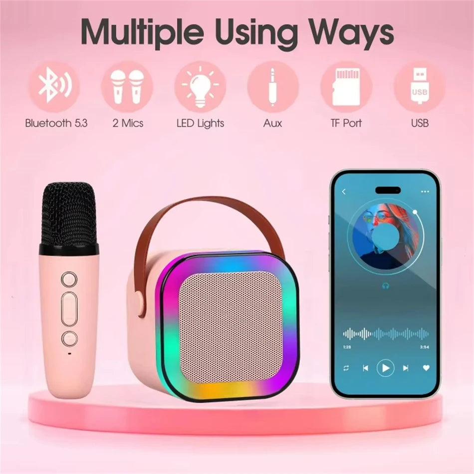 New Hot K12 Bluetooth Speaker Portable Home Cute Karaoke Mini Wireless Audio with Microphone K Song Family Singing Machine