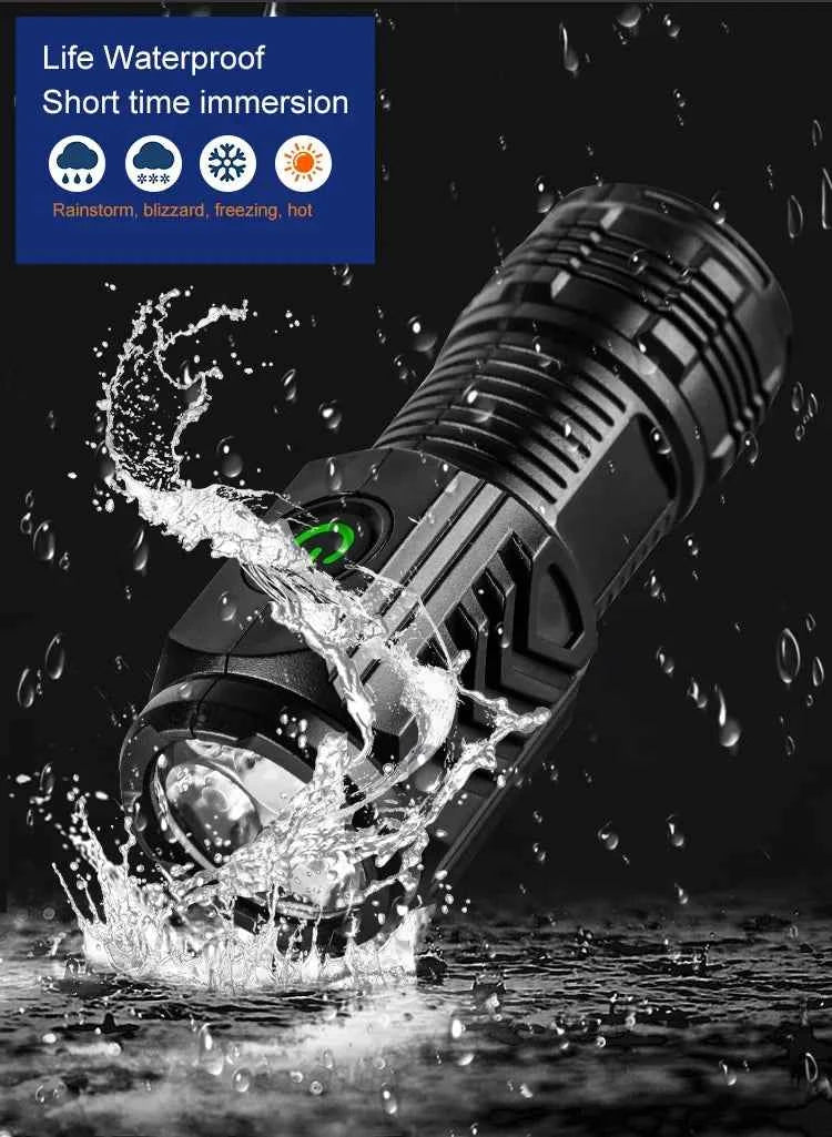 Three-eyed monster LED flashlight, a must-have for night travel, portable, high brightness, strobe lighting