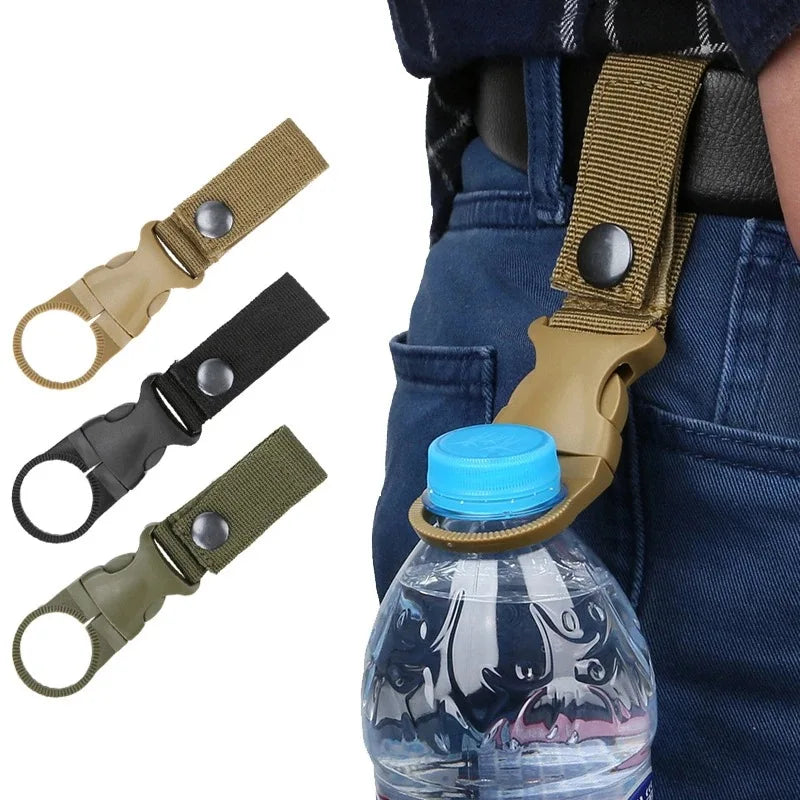 Webbing Water Bottle Holder Climbing Carabiner Belt Backpack Hanger Hooks Clip Multifunction Water Bottle Nylon Buckle Hook Clip