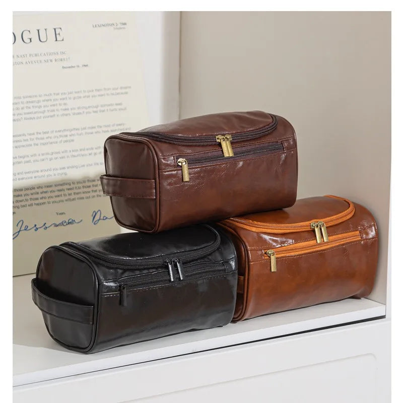 Leather Toiletry Bag for Men Women Dopp Kit Mens Hanging Toiletry Bag Travel Toiletry Bag for Traveling Large Cosmetic Bag for T