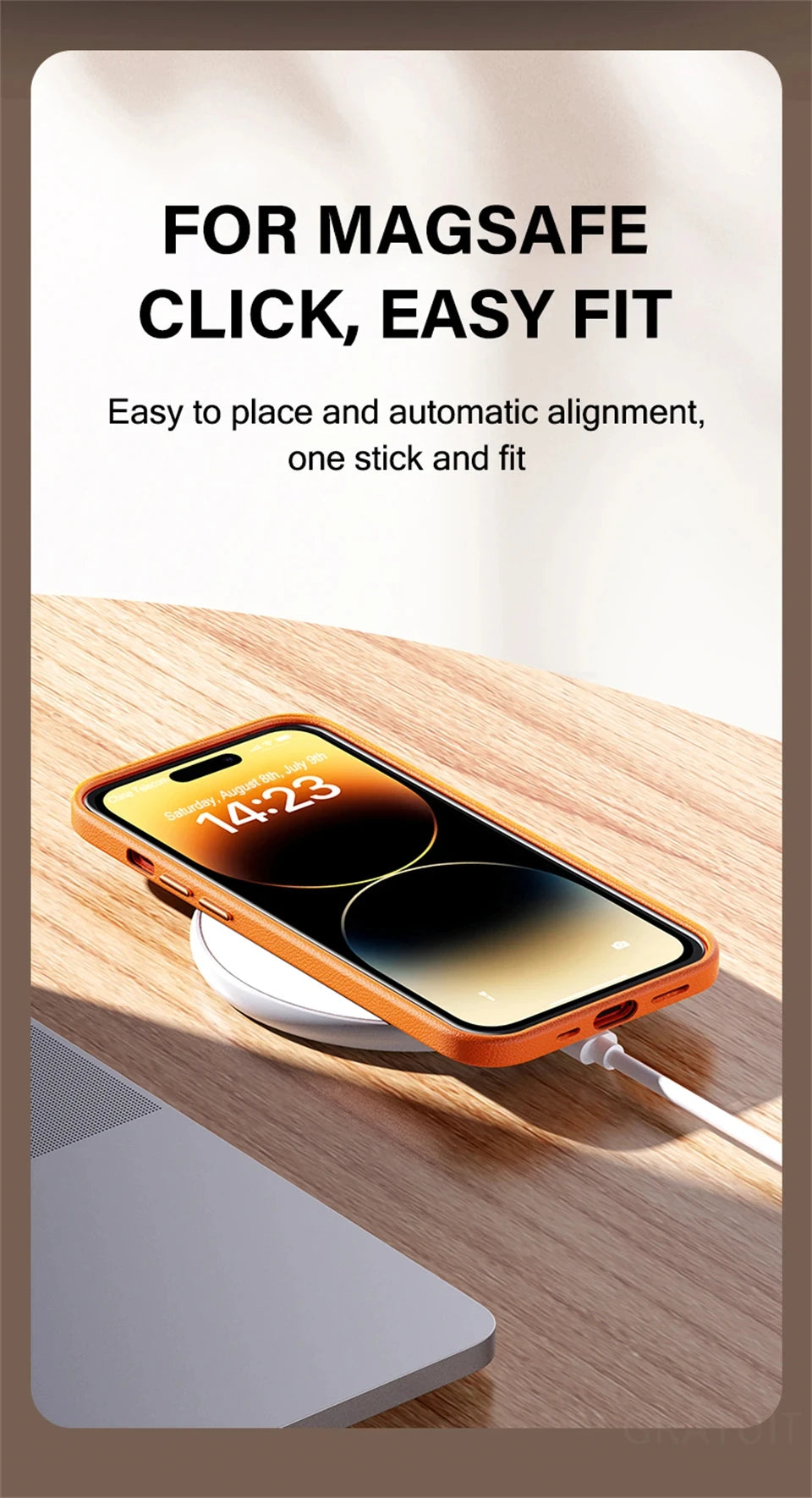 Original Leather Wireless Charging Animation Cases for iPhone 16 15 14 13 Pro Max Magsafe Phone Case Magnetic Cover Accessories - Shoppiline