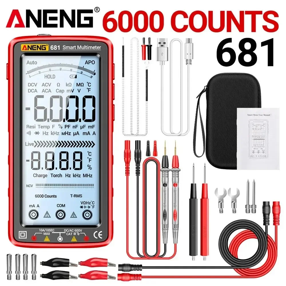 ANENG 681 Non-contact Voltage Tester AC/DC Rechargable Digital Professional MultimeterVoltage Meter LCD Screen Current Tester - Shoppiline