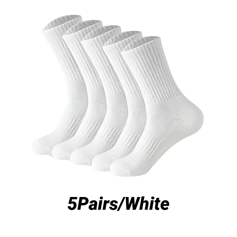 5/10Pairs Neutral Round Neck Socks Spring Summer Sweat Absorbing Breathable Comfortable All-Season Sports Men's High Classic