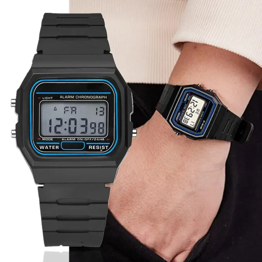 Fashion Square LED Sports Watch for Men, Casual Silicone Strap Digital Wristwatch, Minimalist Electronic Timepiece