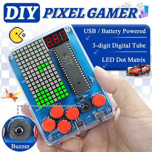 DIY Kit Electronic Pixel Game Console LED Dot Matrix Digital Tube Display DIY Soldering Kit STC15F2K60S2 MCU Double-Sided PCB - Shoppiline