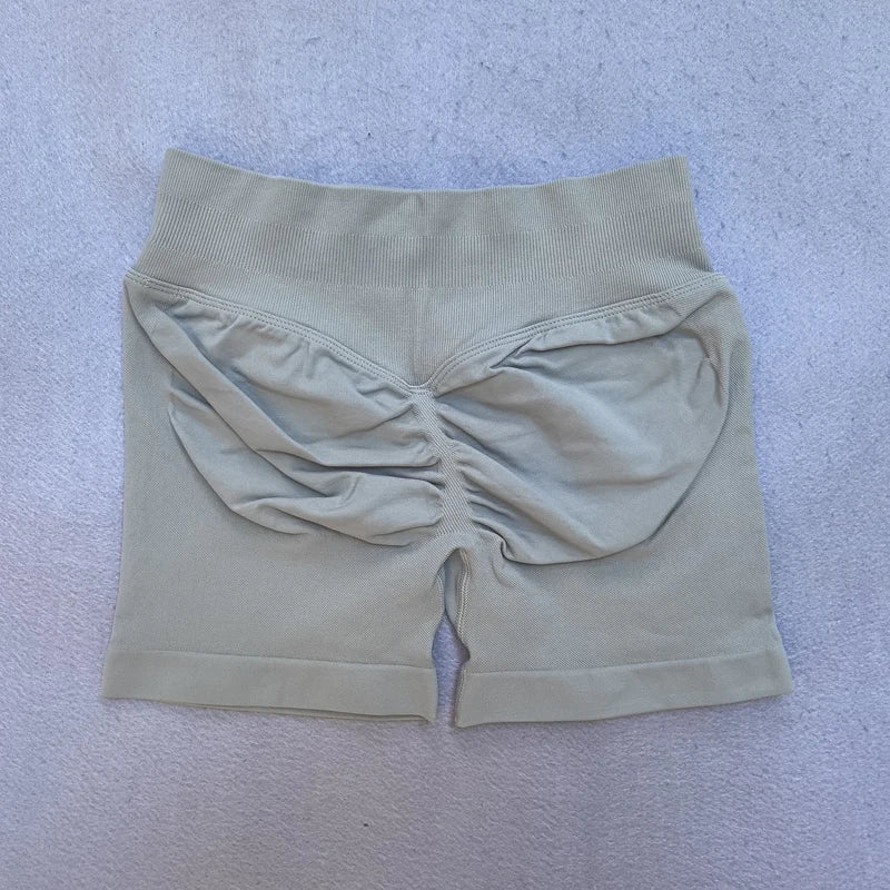 Gym Shorts Women Fitness Sports Biker Shorts 4.5" Low Ribbed Band Yoga Shorts Workout Scrunch Butt Seamless Leggings