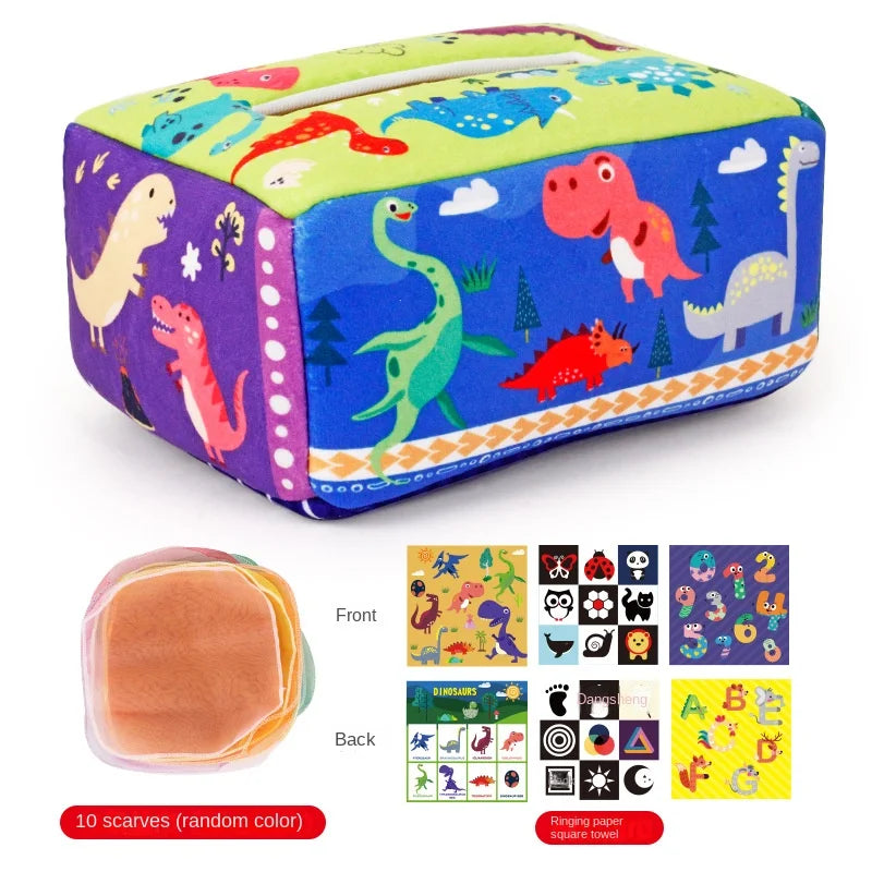 Baby Montessori Spielzeug, Zauber-Tüchertuchbox, pädagogisches Lernspielzeug Sinnesspielzeug für Kinder Fingerübung Busy Board Baby Spiel