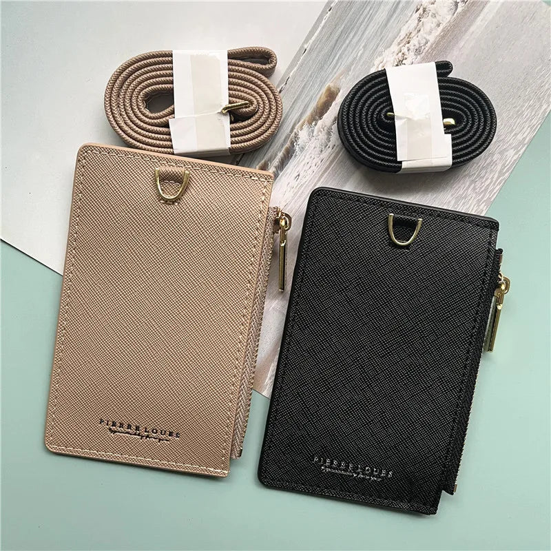 Desk Accessories Office PU Leather Card Holder Zipper Sleeves Photocard Large Capacity ID Card Holder Luxury Photocard Holder