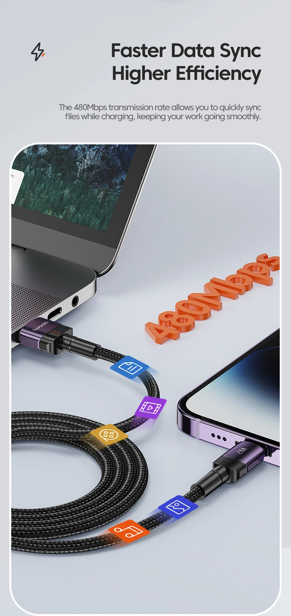 Toocki USB Lightning Cable For iPhone 14 13 12 11 Pro PlusMax Xs Xr 8 Fast Charging USB Wire For iPhone Charging Data Cord Cable