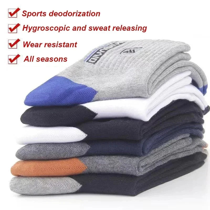 2026 New 5/10 Pairs Men's Sports Crew Socks Breathable Moisture Wicking Anti-Odor Basketball Running Socks