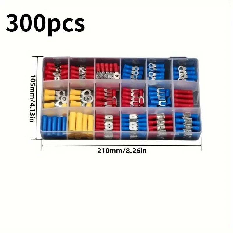 102/280/300/480pcs Comprehensive Electrical Terminal Kit-Durable Insulated Spade, Ring, Fork & Butt Connectors-Efficient Wire Or