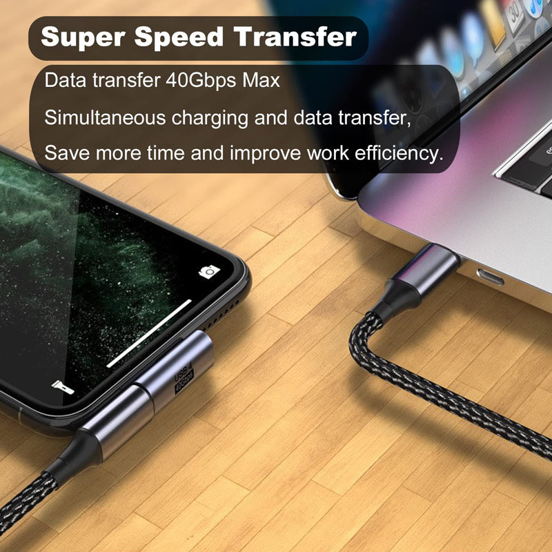 USB4.0 40Gbps OTG C-type 90 degree Adapter 100W 5A USB C to Type C Fast Charging Converter USB C Data Adapter For Macbook 8K60HZ