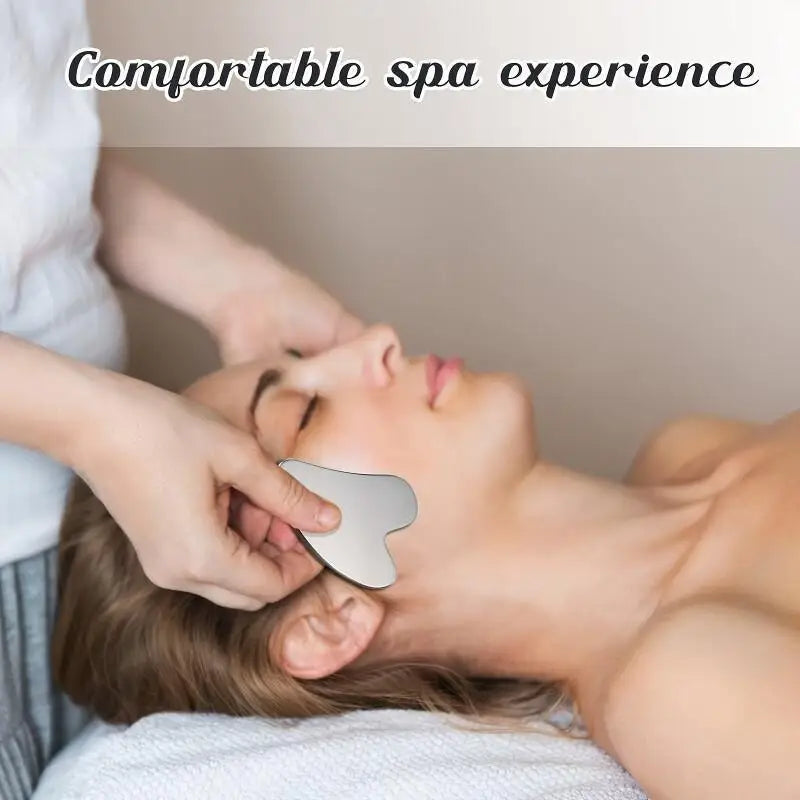 Stainless Steel Gua Sha Board Summer Cooling Light Beige Tightening Tool and Dark Circles Improvement Professional Beauty Kit