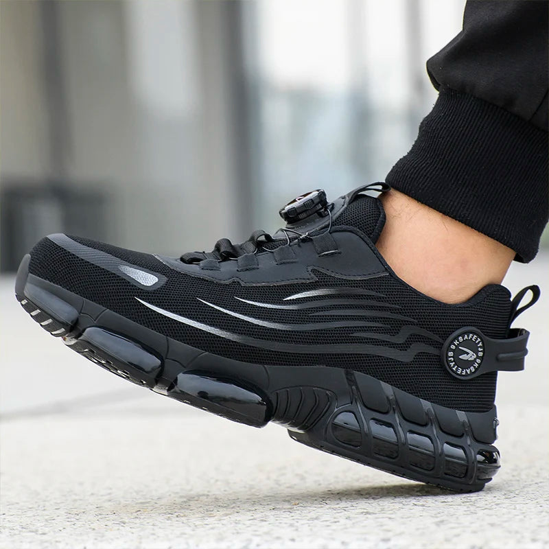 Rotary Buckle Work Safety Shoes For Men and Women Air Soft Sole Lightweight Protective Work Sneakers Men Breathable Boots - Shoppiline