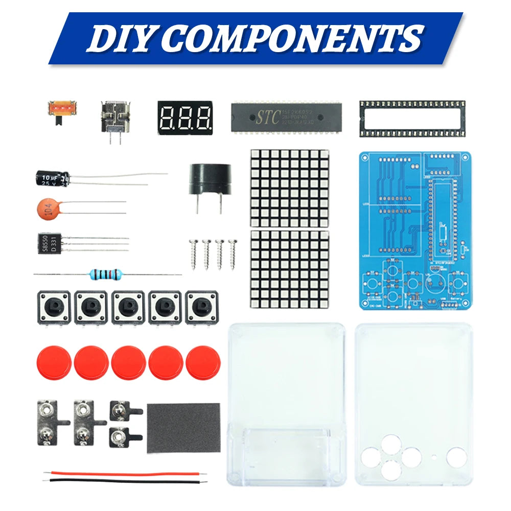 DIY Kit Electronic Pixel Game Console LED Dot Matrix Digital Tube Display DIY Soldering Kit STC15F2K60S2 MCU Double-Sided PCB - Shoppiline