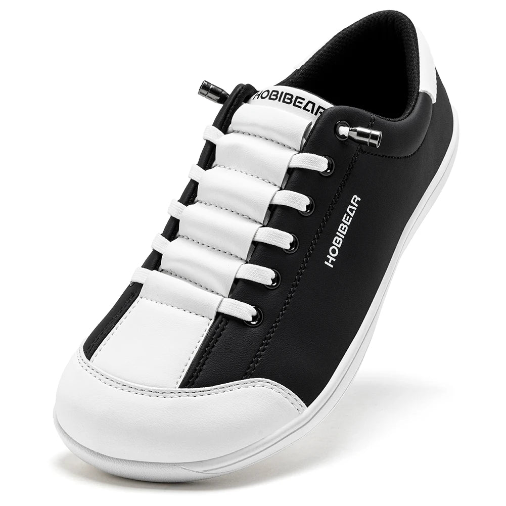 HOBIBEAR Unisex Barefoot Wide Toe Shoes Women Men Artificial Leather Minimalist Sneakers Adjustable Slip On Walking Shoes