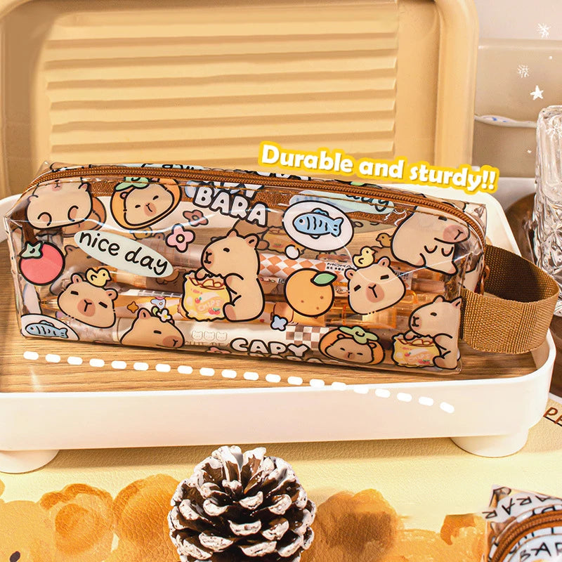 Creative Capybara Pencil Cases Cartoon Cute Pen Bags Kawaii Zipper Pencil Case Students Stationery School Office Supplies Gifts