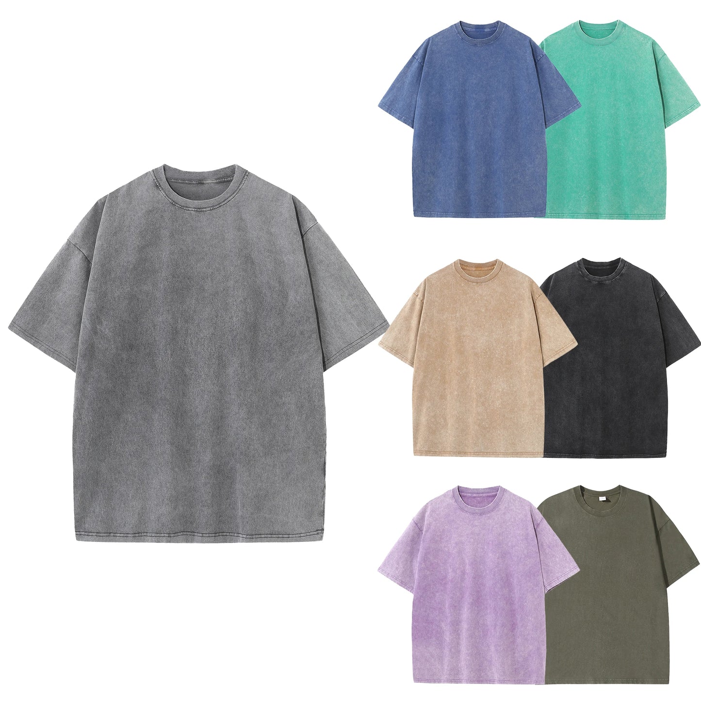 Herren Sommer Reine Baumwolle Distressed Retro Drop Shoulder T-Shirt Einfarbig Locker Lässig Atmungsaktives Herren Freizeit T-Shirt Oberteil