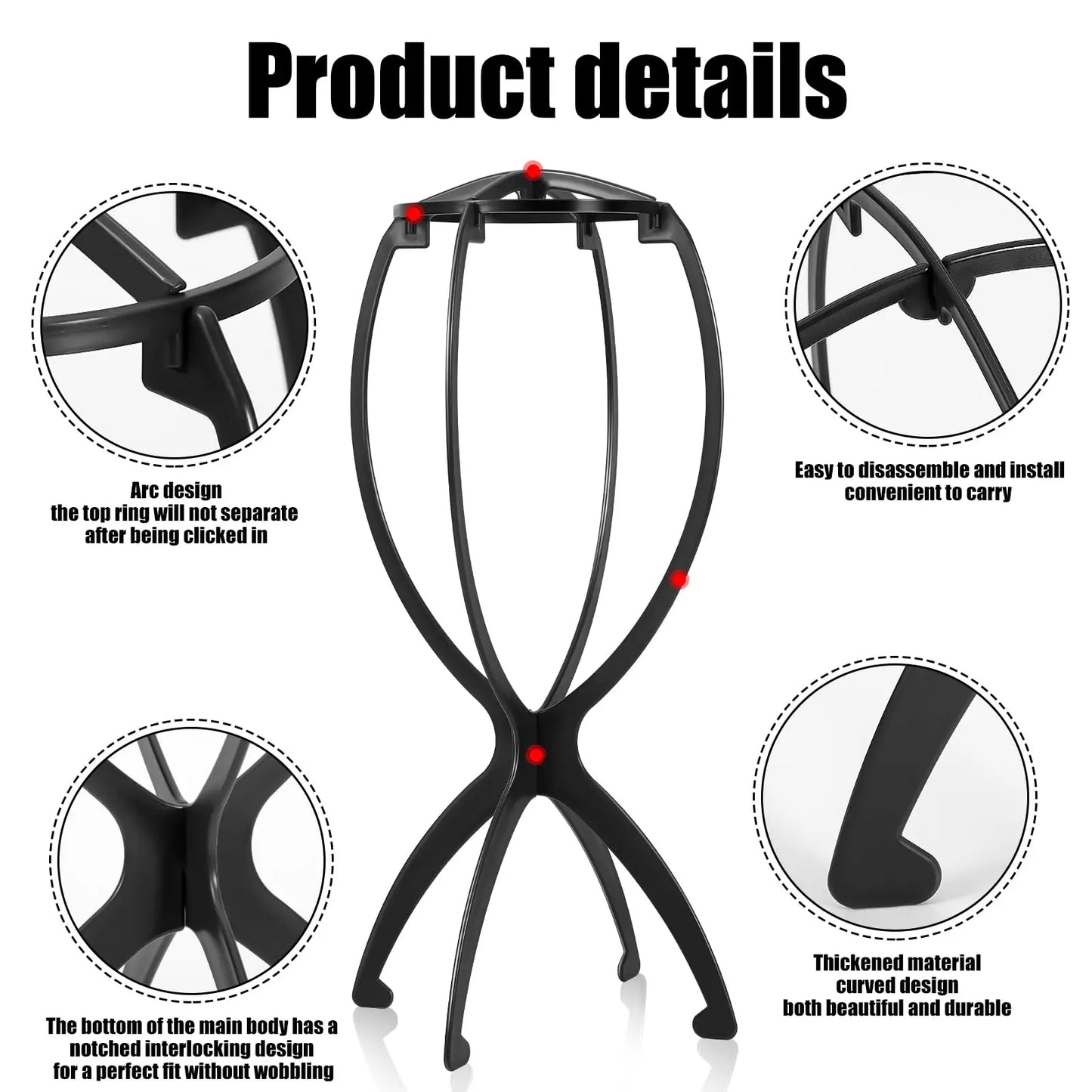1/2/3pcs Folding Wig Stand Plastic Portable Hat Display Stand Adjustable Durable Barbershop Fashion Model Holder Home Salon Use