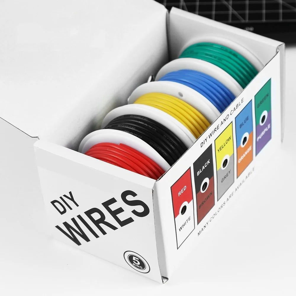 20-24AWG Electric Wire Flexible Silicone Wires 22 Gauge Stranded Tinned Copper Wire 5 Colors 16.4ft/5m Each or 32.8ft/10m Each - Shoppiline