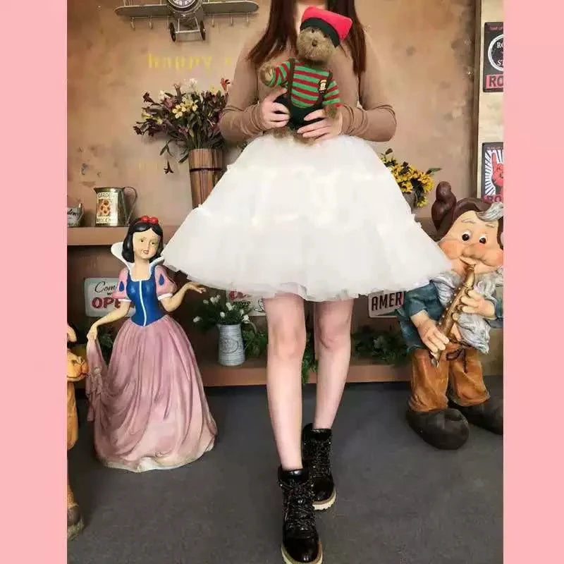 Lolita Cosplay Organza Ruffles Short Petticoat Underskirt for Girls Tutu Half Slips Bridal Accessorie