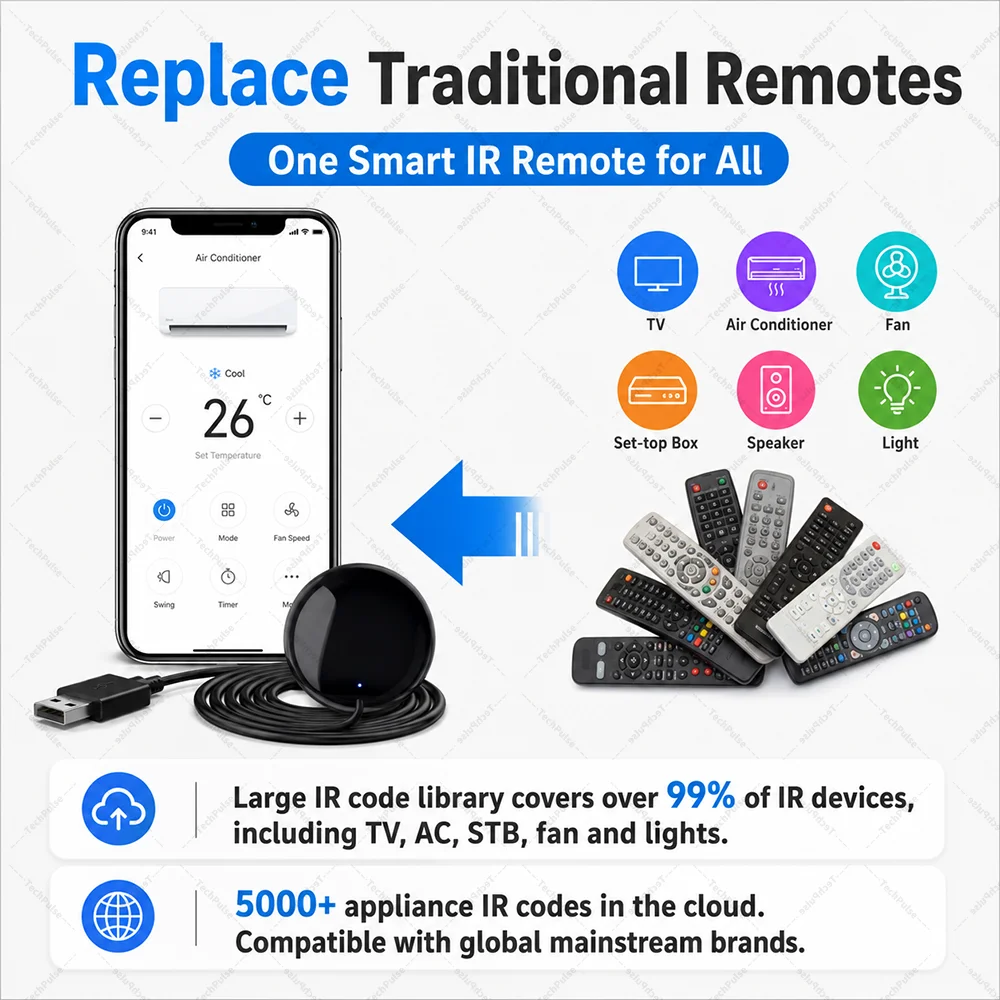 Tuya WiFi IR Remote For Smart Home For AC TV  Work with Yandex Smart Life Alexa