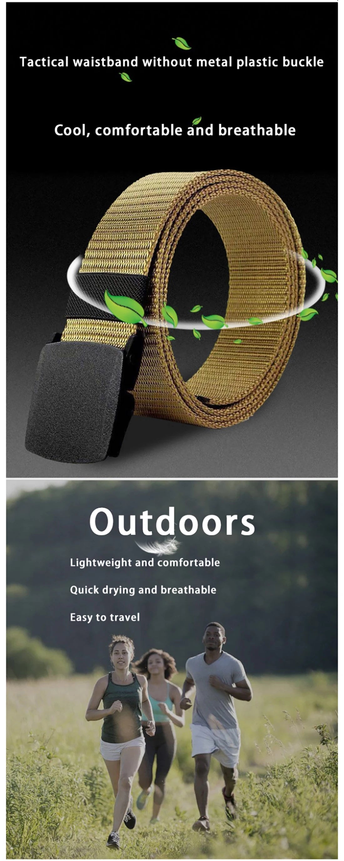 Men's Belt Outdoor Casual Canvas Belt Metal Free Training Nylon Tactical Belt，Versatile For Jeans, Dress，Casual ，For Men Women