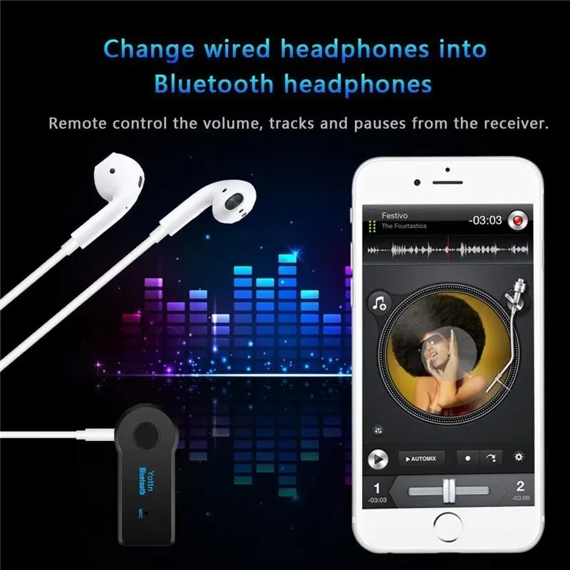 Wireless Bluetooth 5.0 Receiver 3.5mm AUX Adapter for Car Music Audio Handsfree with Mic 2 in 1 Transmitter for Headphone