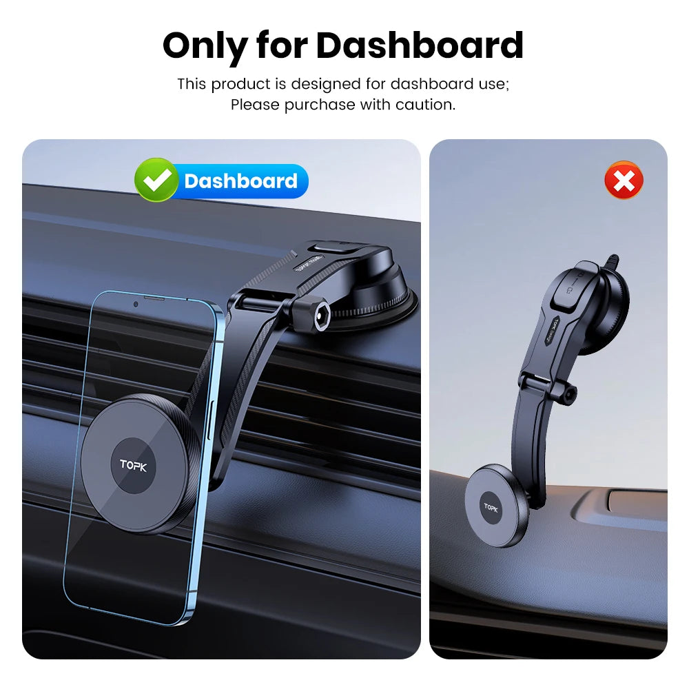 TOPK Universal Car Phone Holder Magnetic for Magsafe 360° Rotation Car Mount for Air Vent & Dashboard Windshield for All Phones - Shoppiline