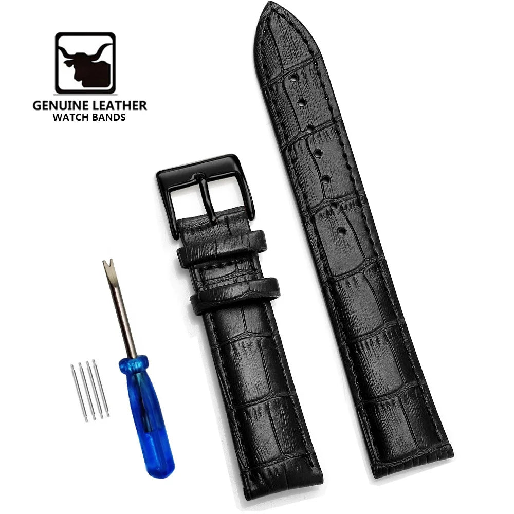 Premium Genuine Leather Watchbands 12/14/16/18/19/20/21/22/24 mm Watch Band Strap High Quality Wrist Belt Bracelet + Tool