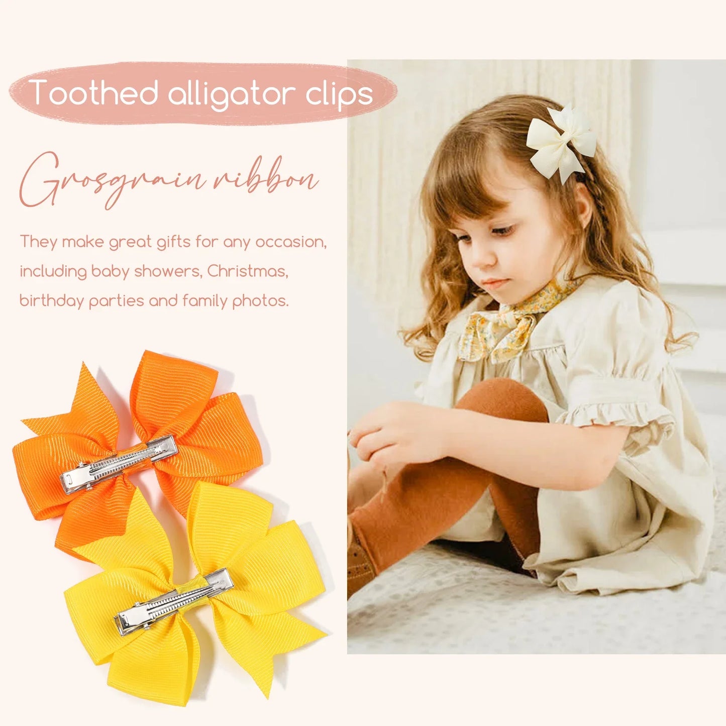 20/40Pcs Sweet Random Candy Color Bow Hair Clip Set for Baby Girls Cute Ribbon Hairpin Kids Headwear Kids Hair Accessories Gifts