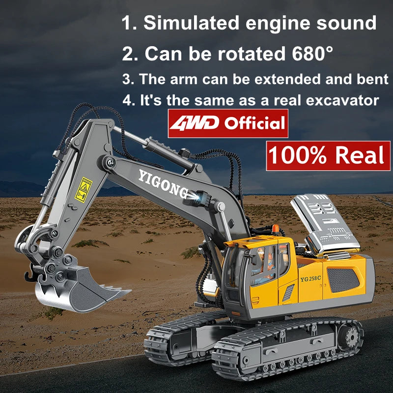 4WD Remote Control Excavator 4x4 Alloy Dump Truck Bulldozer Radio Model RC Car Construction Vehicle Toy Children Kids Gifts - Shoppiline