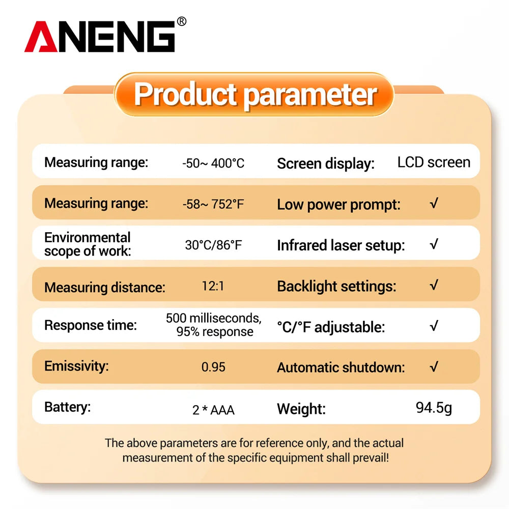 ANENG TH201 Thermometer Celsius Display Digital Infrared Thermometer Highly Sensitive Non-contact Temperature Measuring Gun Tool - Shoppiline