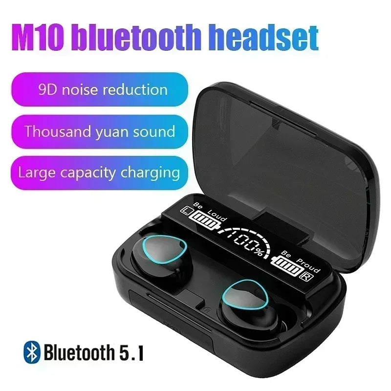 New Bluetooth Earphones Handfree LED Dispay Headphones Bluetooth Music Wireless Earbuds Waterproof Headset For smartphones