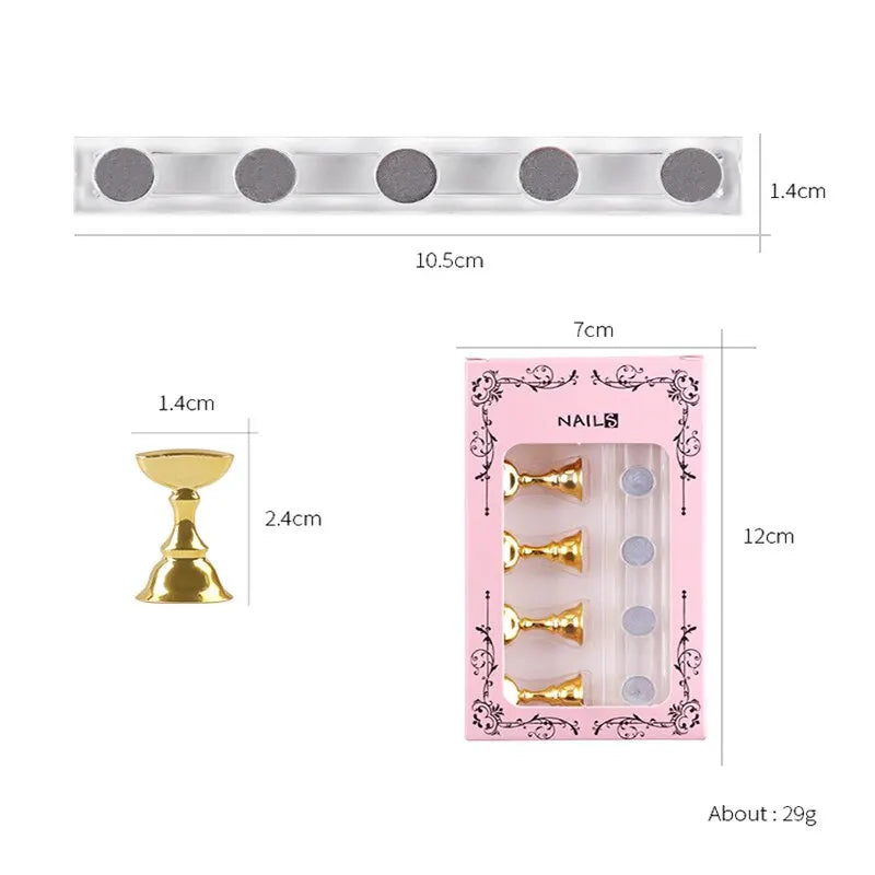 5pcs/Pack Chess Magnetic Nail Holder Practice Display Stand Gold Silver Rose-Golden Showing Shelf Gel Polish Display Stand Tools