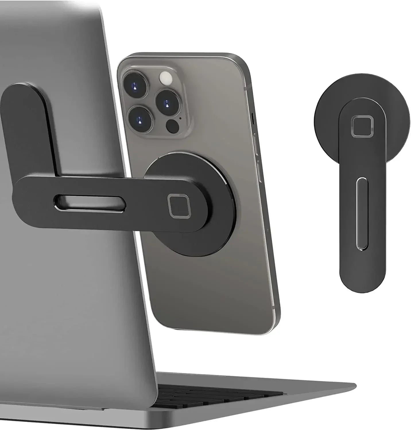 2025 Magnetic Laptop Phone Holder Computer Monitor Side Cell Phone Slim& Foldable For iPhone 14 13 12 Series Case and All Phone - Shoppiline