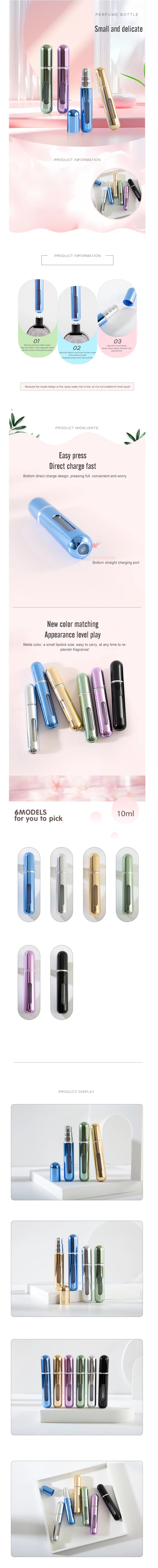 5ml /10ml Mini Portable Bottom-Filling Pump Perfume Bottle Sample Perfume Refillable Spray Bottle Empty Cosmetic Containers Set