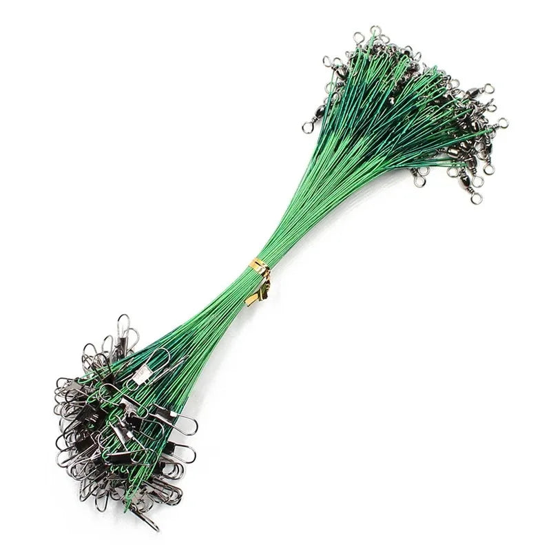 20pcs Anti Bite Steel Fishing Line Steel Wire Leader With Swivel Fishing Accessory Lead Core Leash Fishing Wire 15CM-50CM