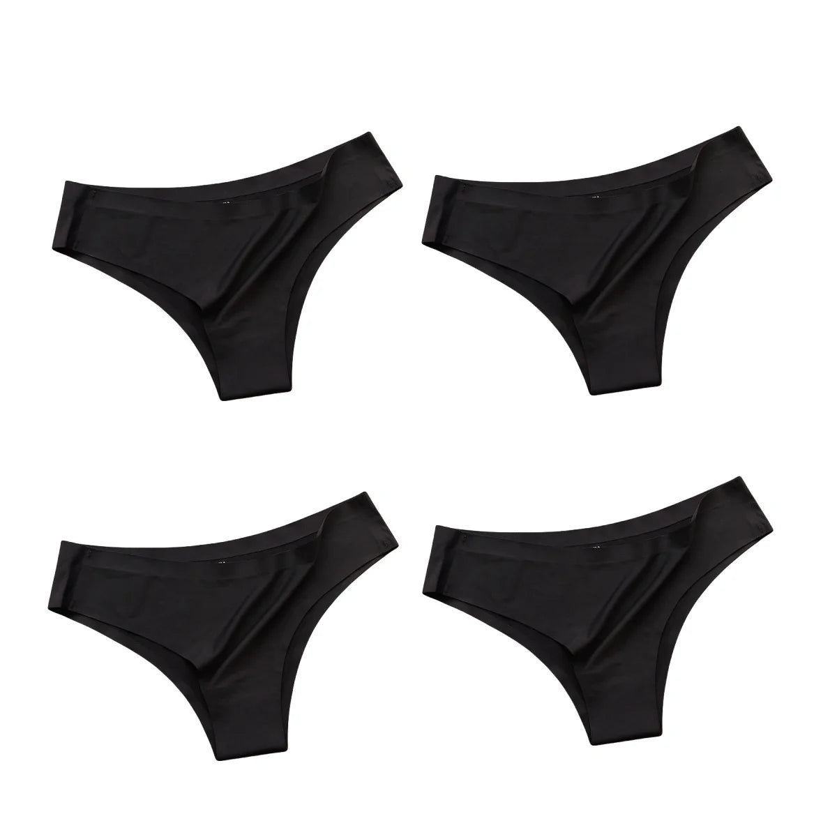 4PCS/Set Seamless Brazilian Panties Women's Sexy Lingerie Cool Ice Silk Low Waist Briefs Soft Solid Ultra-thin Bikini Underwear