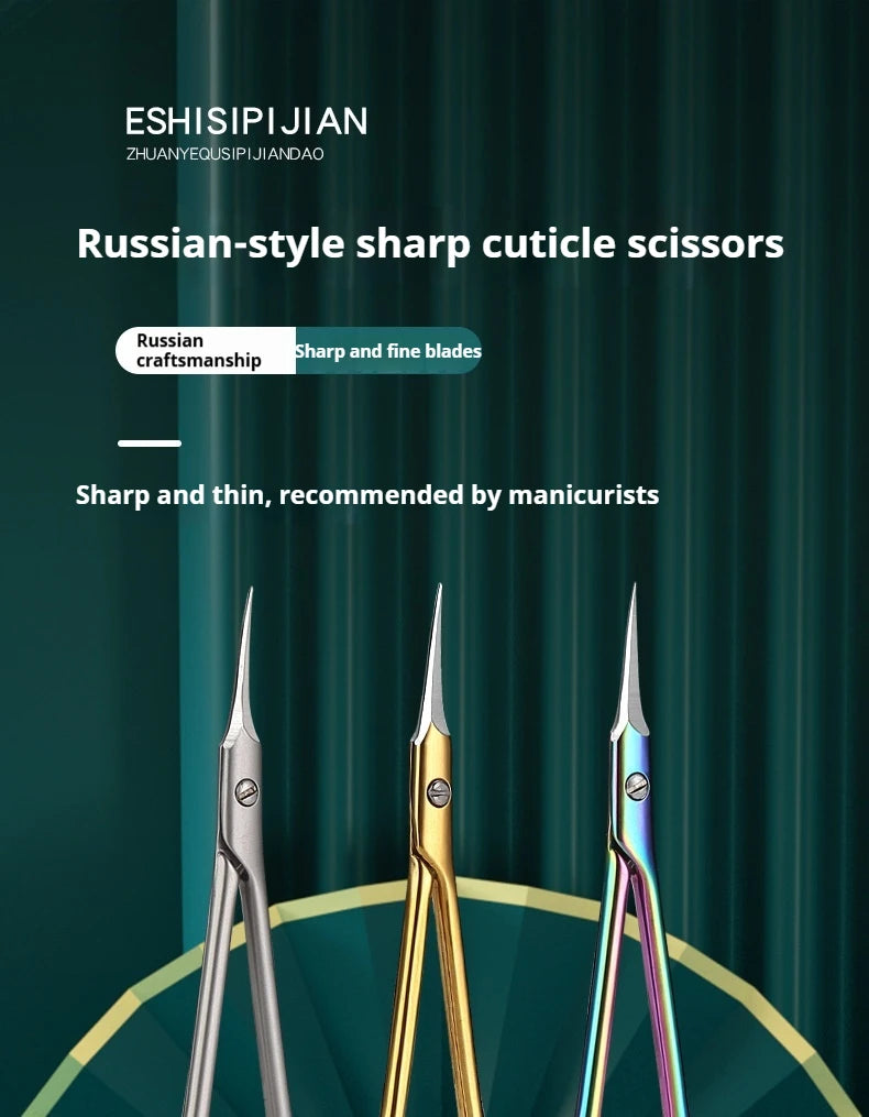 1pcs Stainless Steel Cuticle Scissors Dead Skin Remover Russian  Curved Tip Nail Scissors Manicure Tool