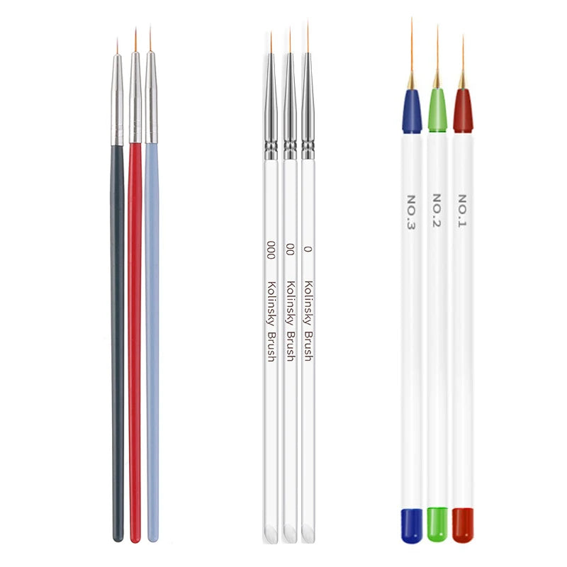 5/20 Stk. Nagelkunst Pinsel Design Spitzen Malen Zeichnen Schnitzen Dotting Pen Flachfächer Liner Acryl Gel UV Politur Maniküre Werkzeuge